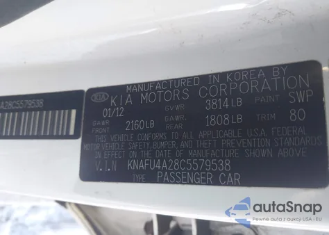 2012 Kia Forte Ex from USA, damaged, VIN KNAFU4A28C5579538